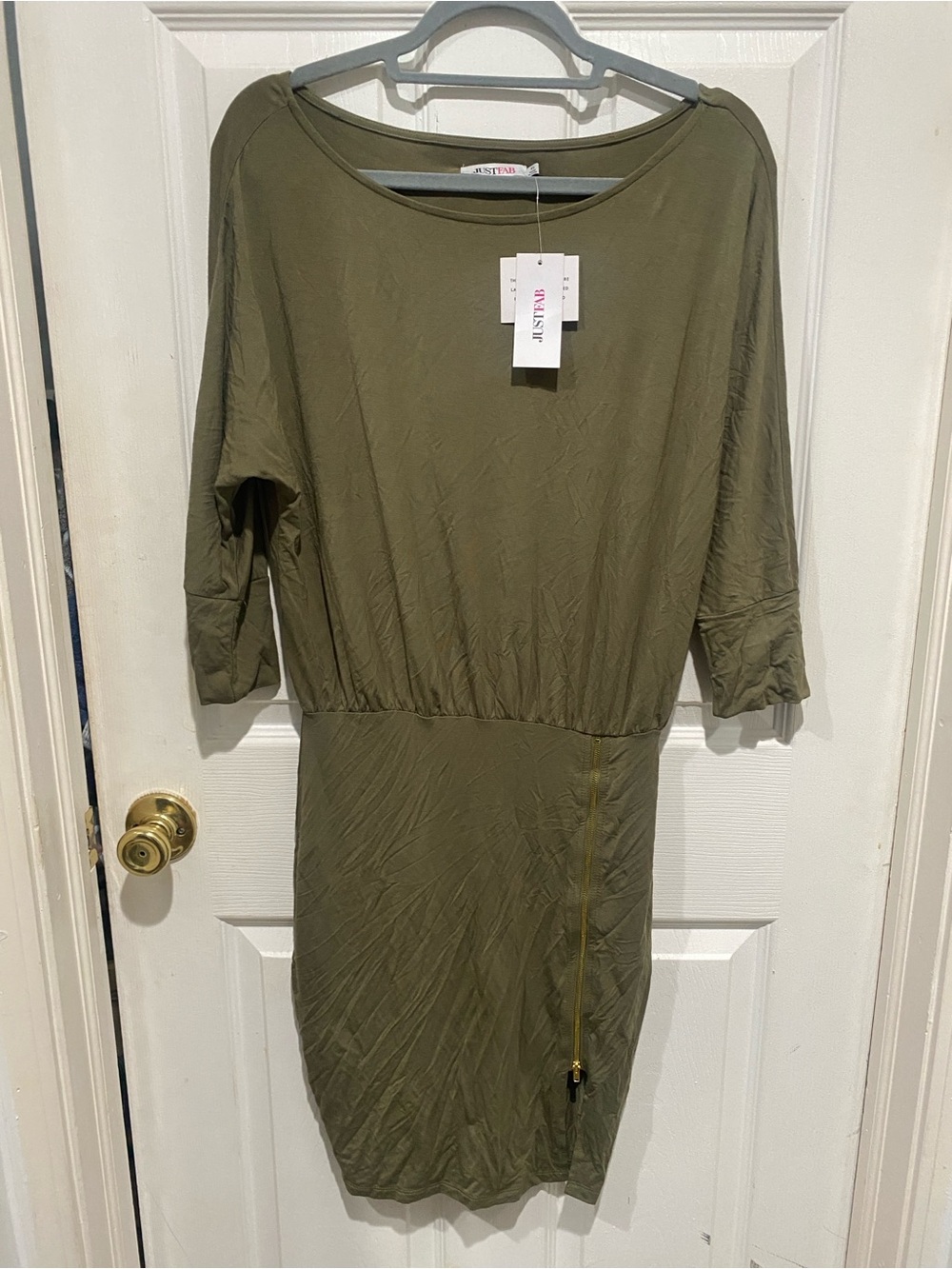 JustFab Olive Midi Dress with Side Zip